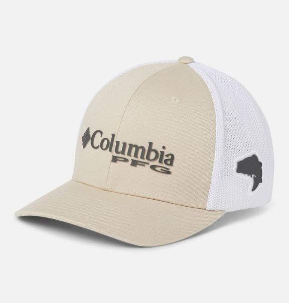 Columbia PFG Mesh Baseball Cap Men Khaki Grey White USA (US670465)